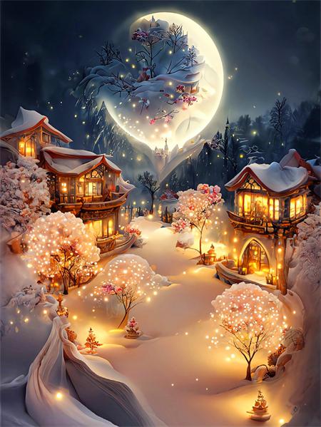 Full Square/round Diy Diamond Painting Moon Castle Home Decor Embroidery Mosaic Winter House Landscape Wall Sticker