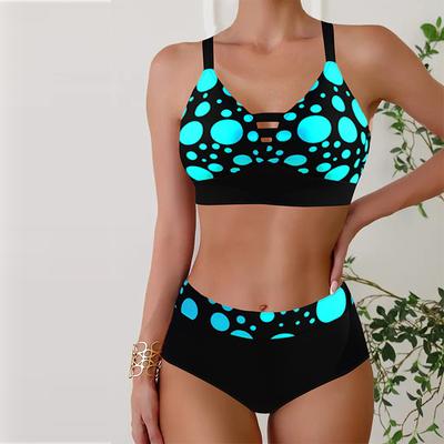 Costum de baie pentru femei Tankini Costum de baie 2 piese Blue Bubbles Costume de baie de vacanță Bretele pentru un spate frumos