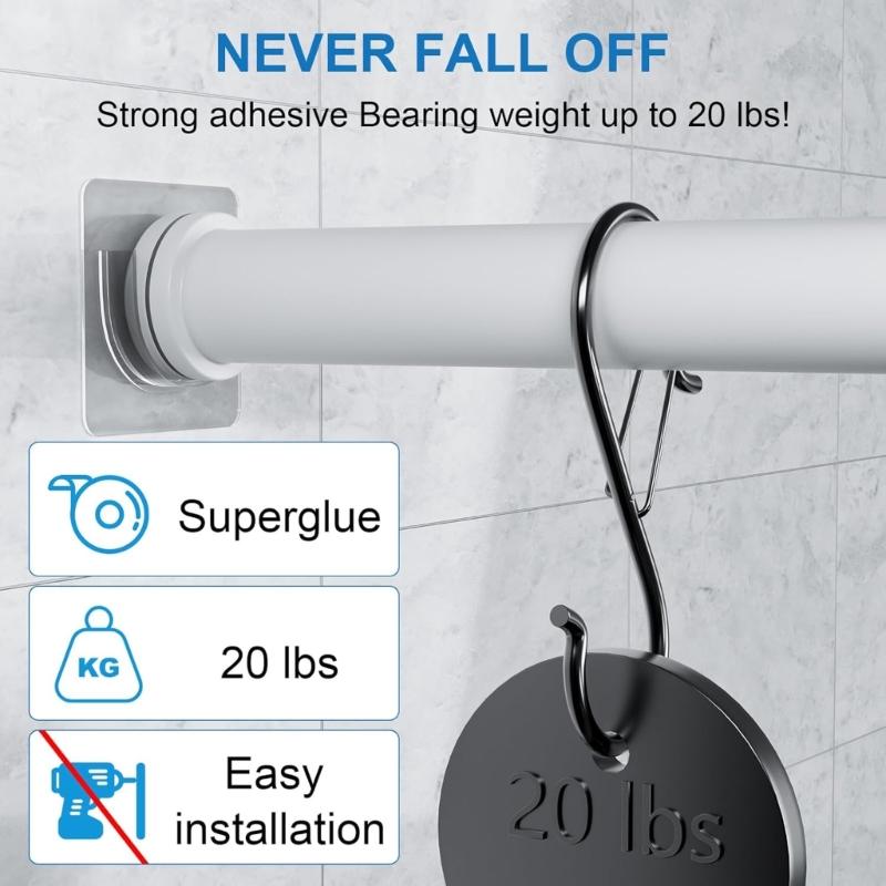 15 Pieces Shower Curtain Rod Hook Set Includes Large Small Size Strong Holds Without Damaging Wall Easy Mounted