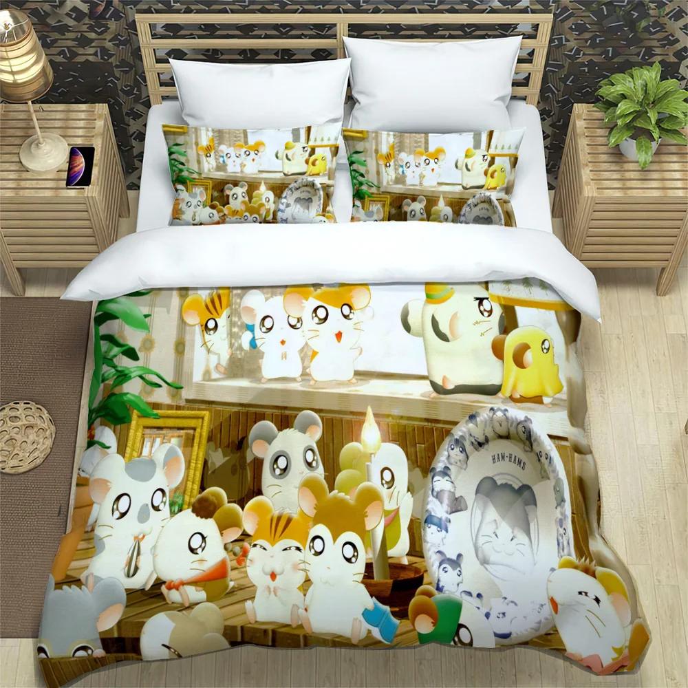 3D Printing Cartoon Lovely Hamtaro Bedding Set Duvet Cover Pillow Set Birthday Gift Children Quilt Cover Bedding Home Textiles