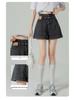 Women's High Waist Denim Shorts - Summer Thin Style, Double Button, Patchwork, Rolled Hem, A-line Wide Leg, Loose Fit, Slimming Hot Pants