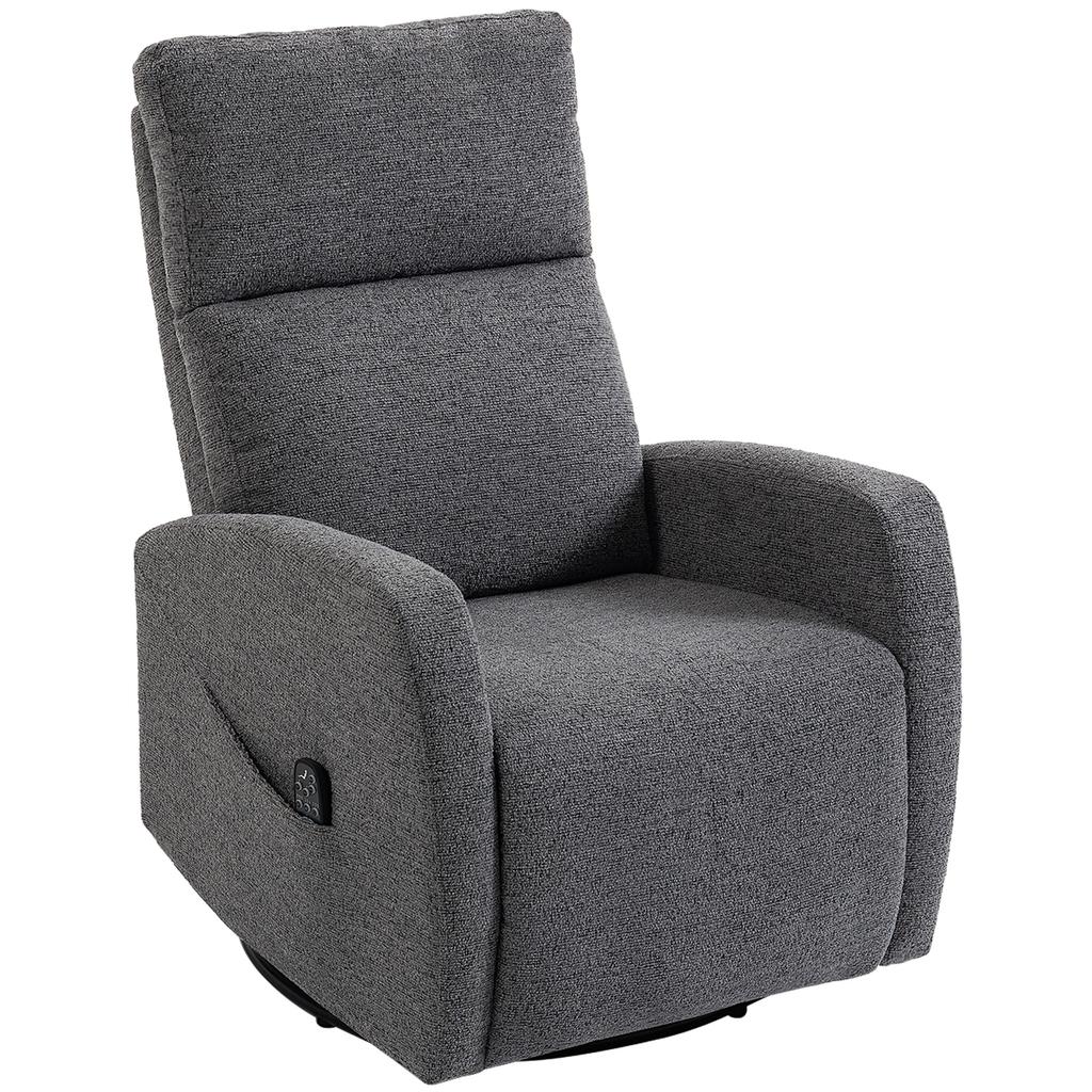 Recliner Swivel TV Chair with Heat and Vibration Massage, Reclining Function, Rocking Function Dark Gray