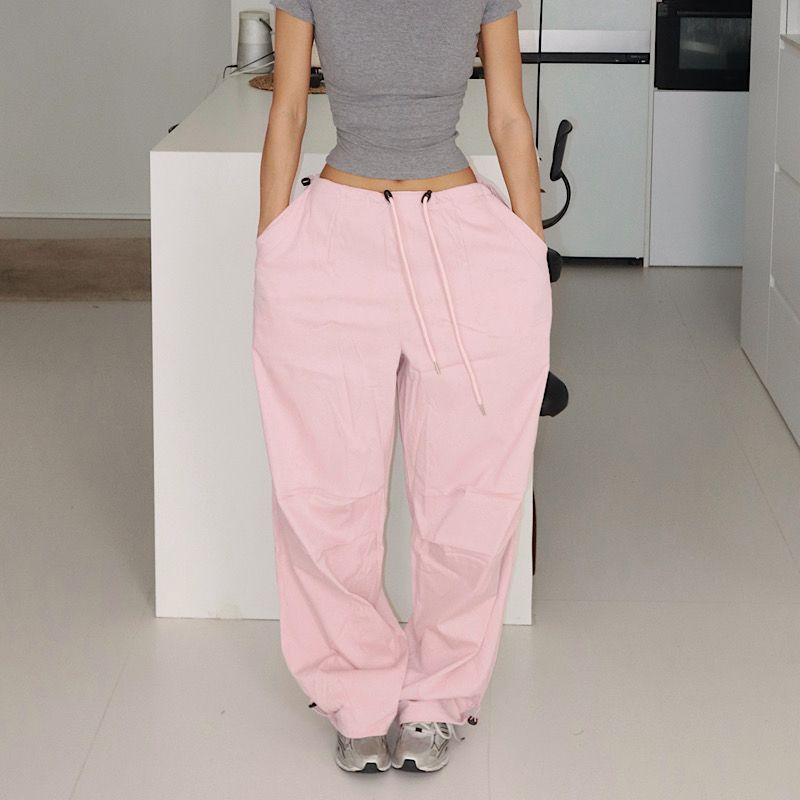 Akiyo Studio Summer New Drawstring Large Pocket Loose Casual Straight Overalls Trousers