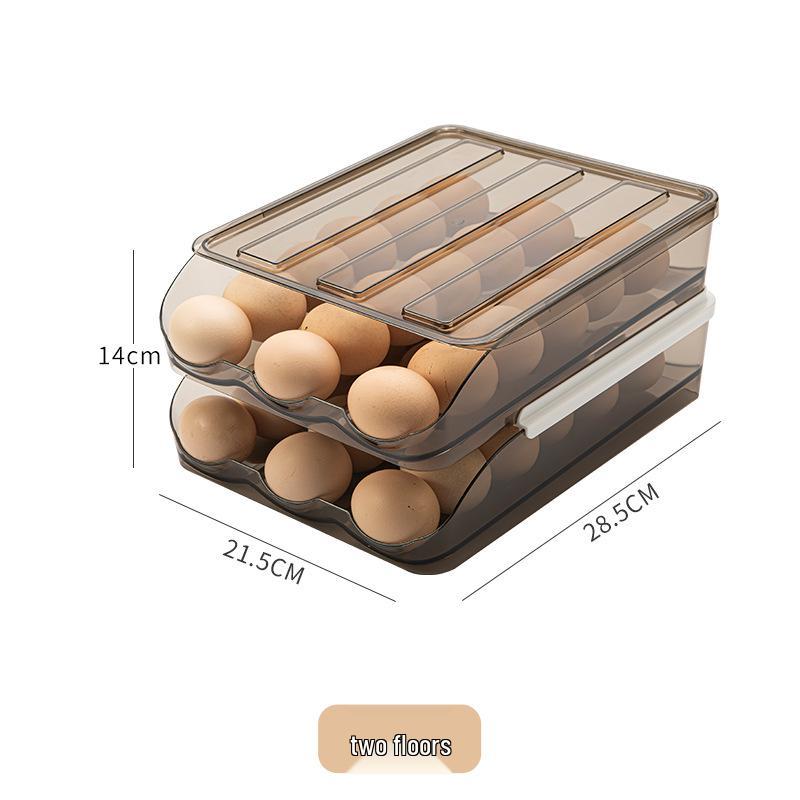 Automatic Double-Layer Rolling Egg Storage Box for Refrigerators