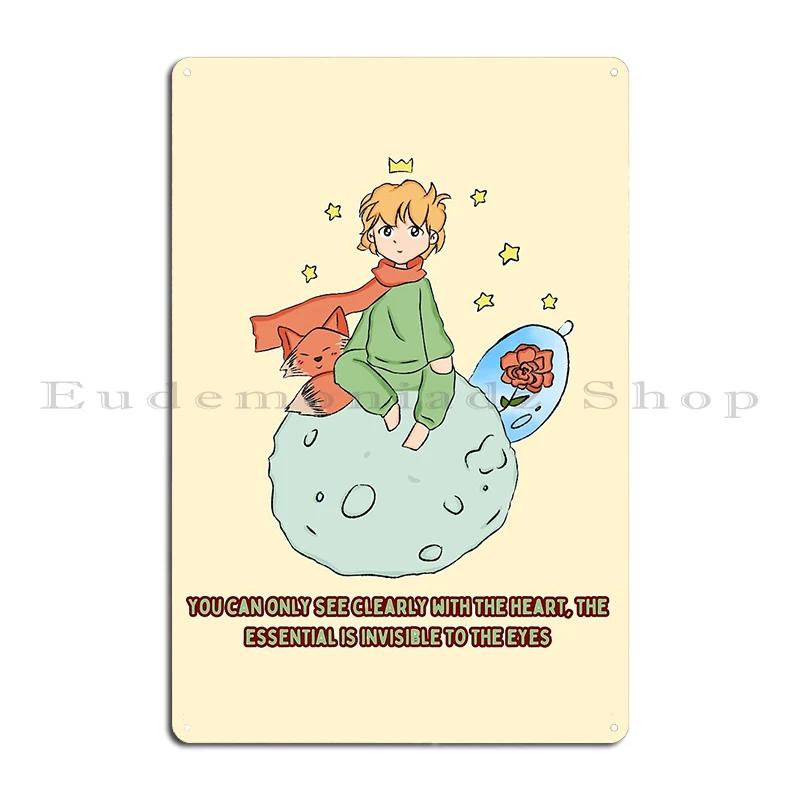 The Little Prince Hungary the Fox and the Prince Principe Piccolo Con Volpe E Rosa Metal Printing Wall Plaque Tin Sign Poster