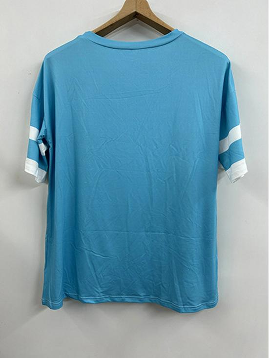 Spring/Summer Women's Heart Print V-Neck Striped Loose T-Shirt with Drop Shoulder