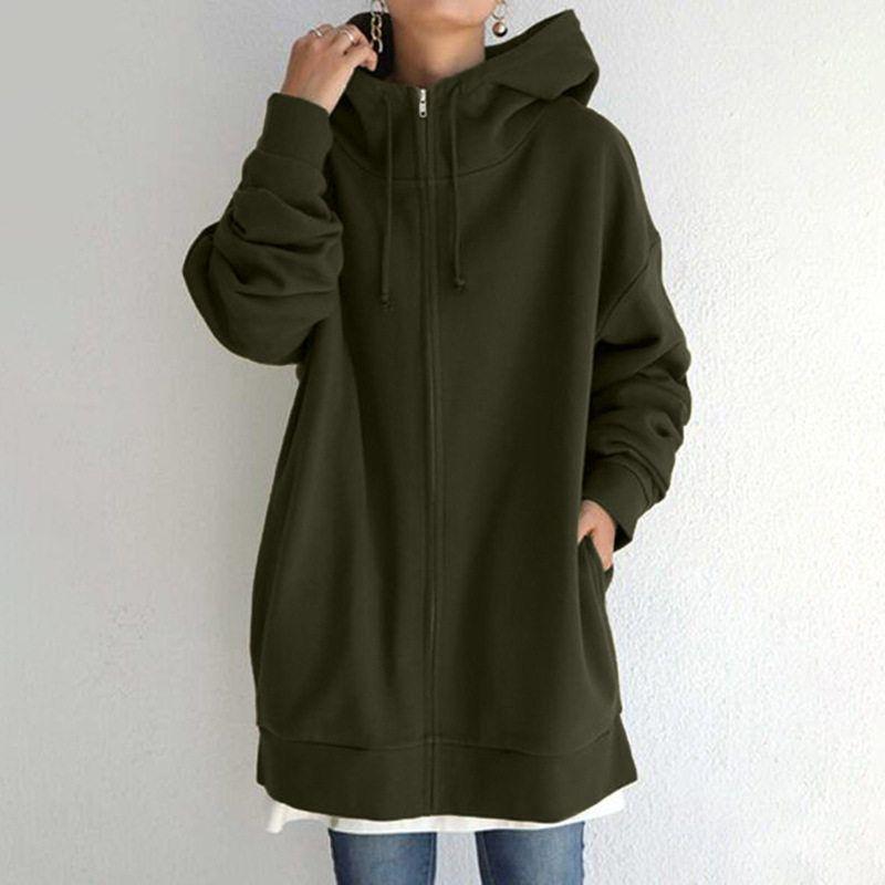 

Trade Autumn and Winter New Style Personalized Street Sweatshirt with Zipper and Hood, Long Style with Fleece Lining Hs0714 Street Fashion Trendsetter Army Green 5XL