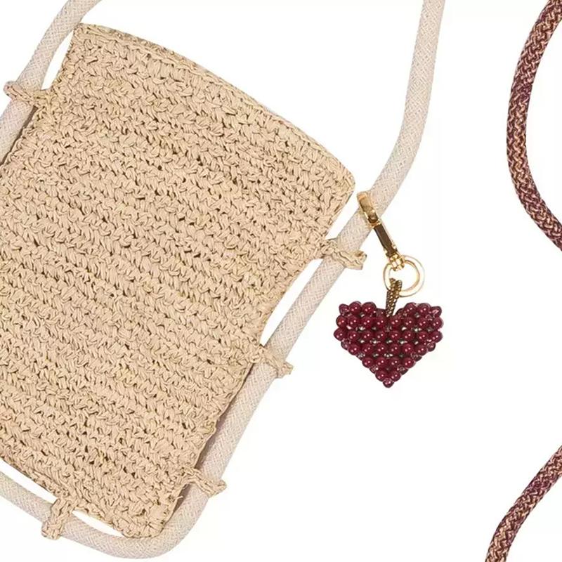 Colorful Beaded Fruit Series Apple Watermelon Bag Charm Pendant Keychain For Women Girls Bag Decoration Accessories
