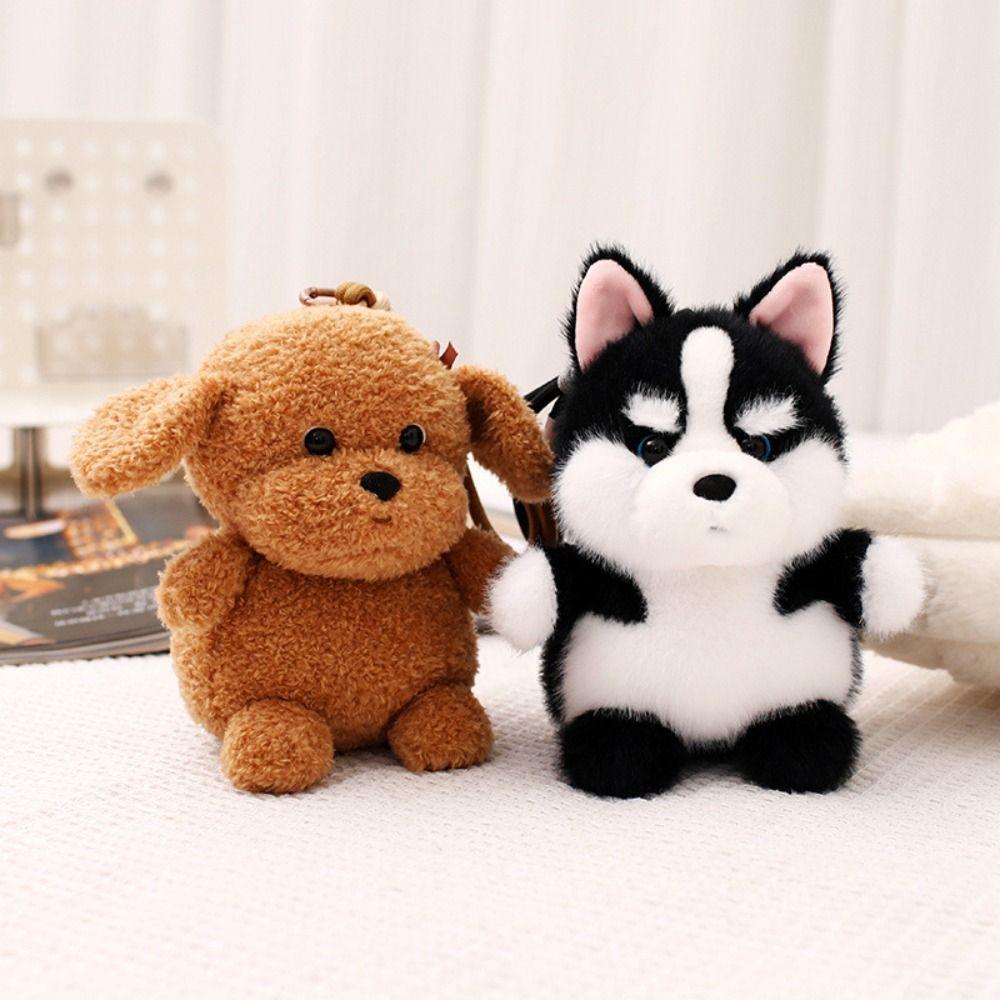 Stuffed Animal Husky Corgi Plush Schnauzer Dog Stuffed Keychain Dog Plush Pendant  Kids Toy