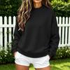 Women's Color Round Neck Long Sleeve Loose Fit Pullover Sweatshirt for Casual Everyday Wear