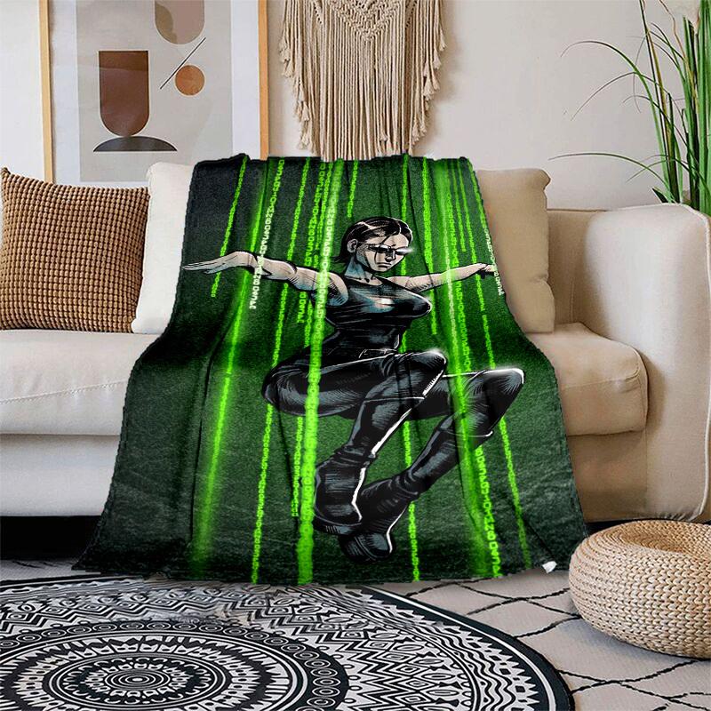 1pc Matrix Code Rain Cartoon Blanket,Portable Throw for Travel & Camping, All Season Cozy Blanket,Ideal Gift