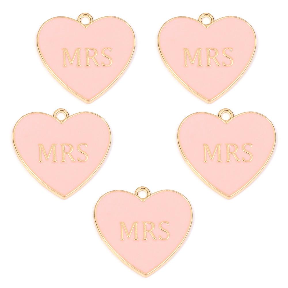 5pcs Alloy Heart Enamel Charms Colorful Romantic Letter Charms Pendant For Valentine's Day DIY Jewelry Making Necklace Bracelets