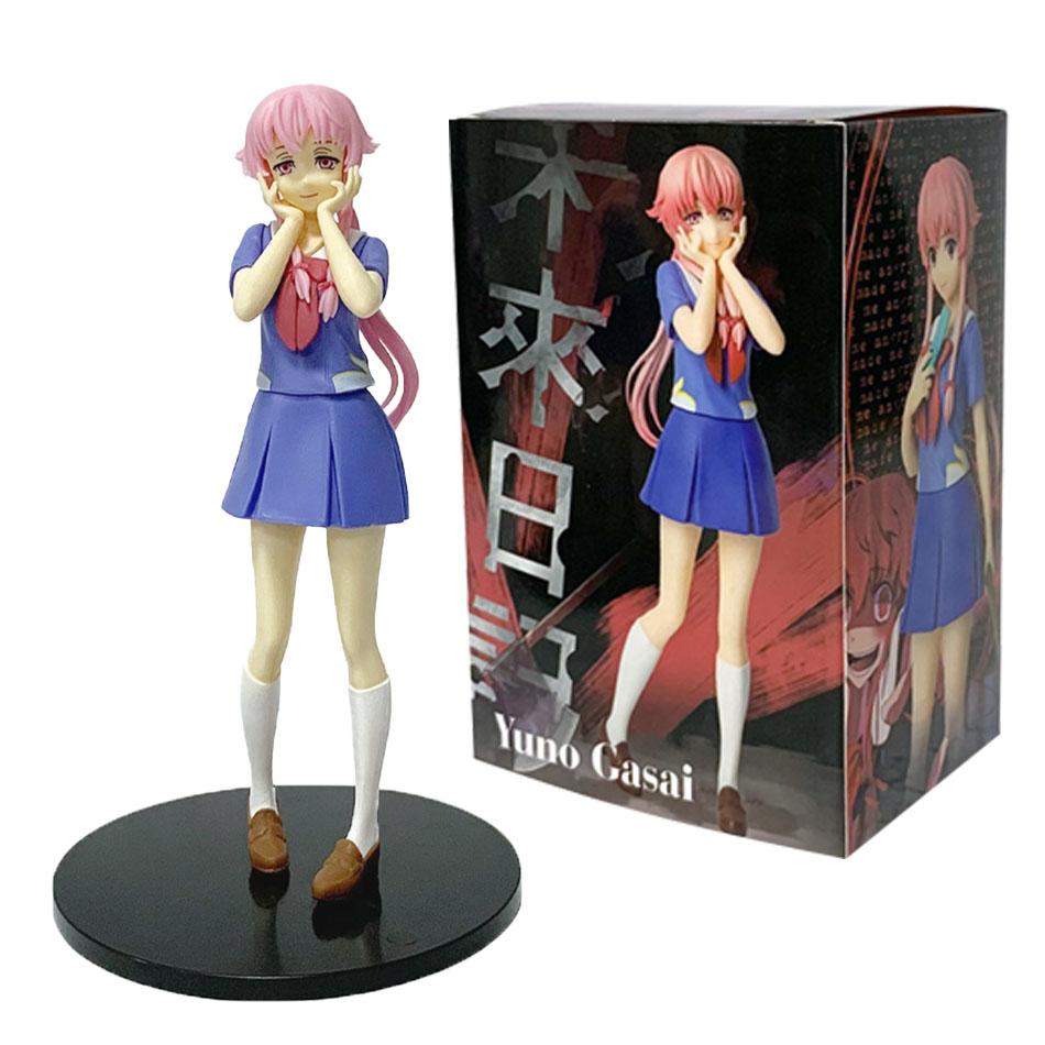 In Stock 17cm Future Diary Mirai Nikki Gasai Yuno Anime Uniform Dress Standing Posture Action Figure Model Toys Thanksgiving