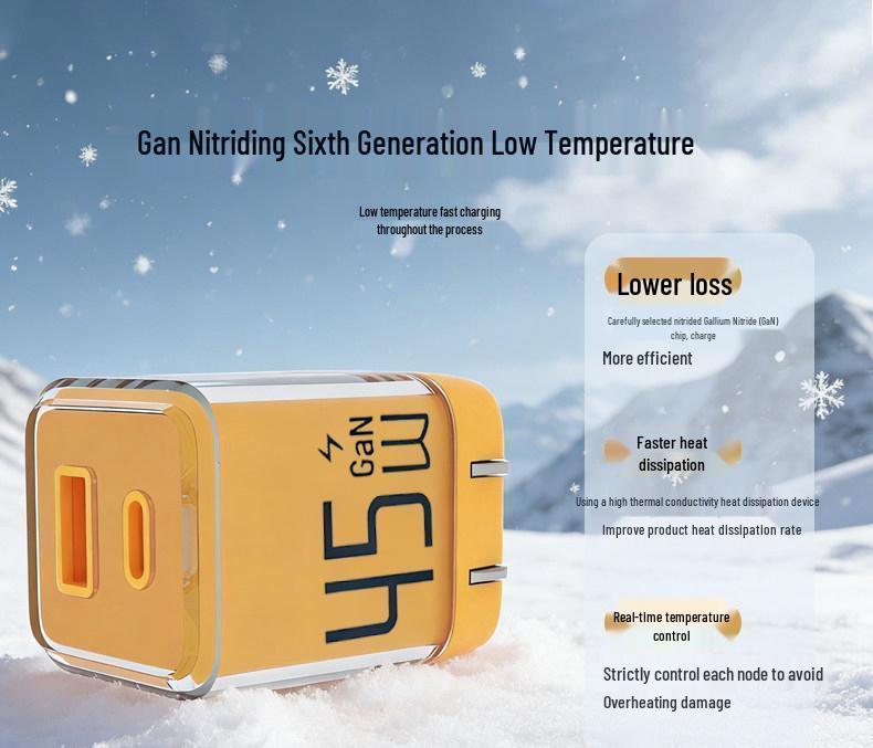 45W Gallium Nitride Multi-Port A+C Charger with Fast-Charging and 4-in-1 Cable