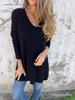 European & American 2026 Spring/Autumn Solid V-neck Knit Loose Women's Top