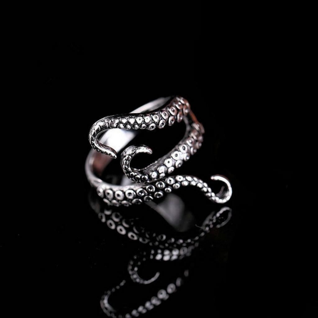 Gothic Retro Silver Color Octopus Finger Rings For Women Men Fashion Punk Rock Deep Sea Monster Animal Rings Cool Party Jewelry
