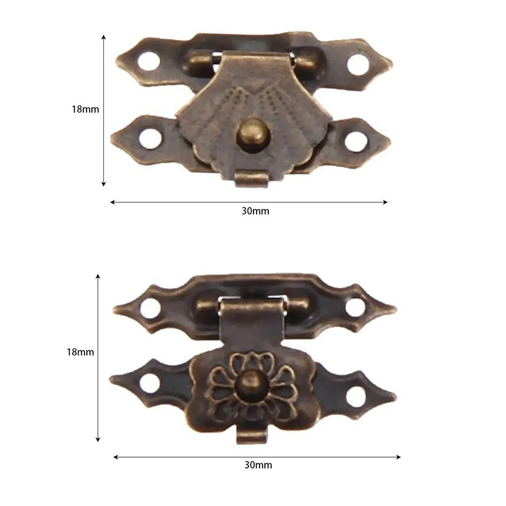 10 Stück Antik Bronze Eisen Schmuckschatulle Vorhängeschloss Haken Riegel Schnalle Schloss Holz Wein Geschenkbox Schnalle Möbelbeschläge 30*18mm