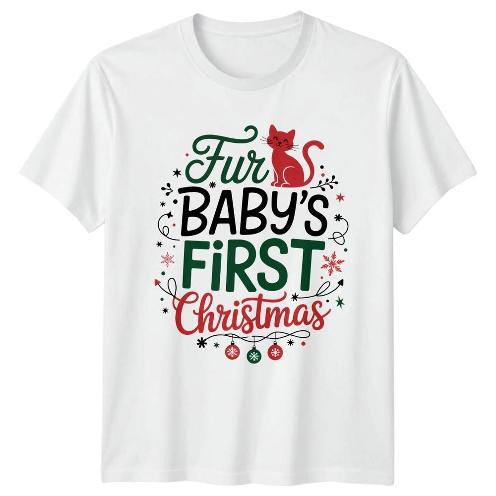 Fur Babys First Christmas Cat Holidays Christmas Unisex Unisexs TShirt Unisexs Tee S