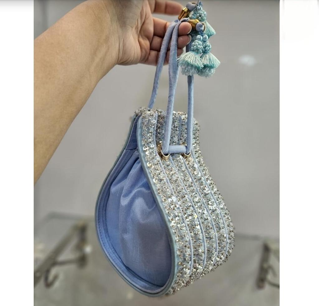 Embroidered Ladies Handbag Handmade Blue Purse Party Clutch Bag for Women Affordable Gifts for Mom Friend Bridesmaid Wedding Gift for Her