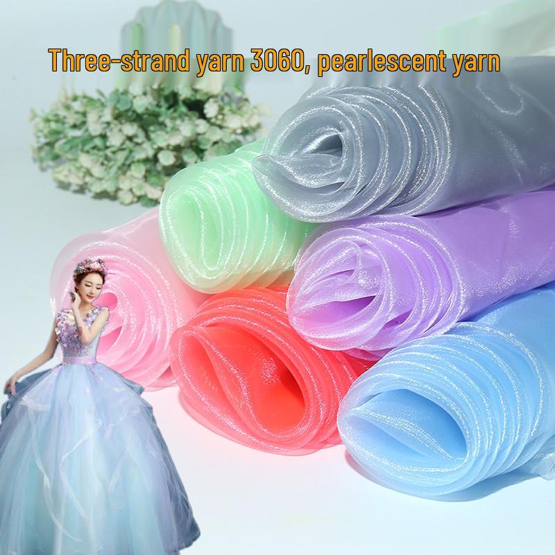 Slightly Stiff Sparkling Organza Gauze Fabric for Wedding & Evening Gowns