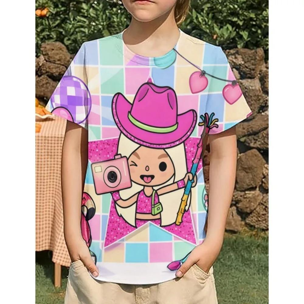 Toca Life World Children T Shirts Summer Casual O-neck Boys Childrens Clothing Fun 3D Cartoon Print Boys/girls Crewneck Tees 3D Animation T-shirt