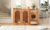 Cat House and Litter Box Cabinet with Feeding Bowls, Cat Rest Area, Storage Area (Litter Box and Cat Cushion Not Included), Walnut Color, 120x45x83 Cm
