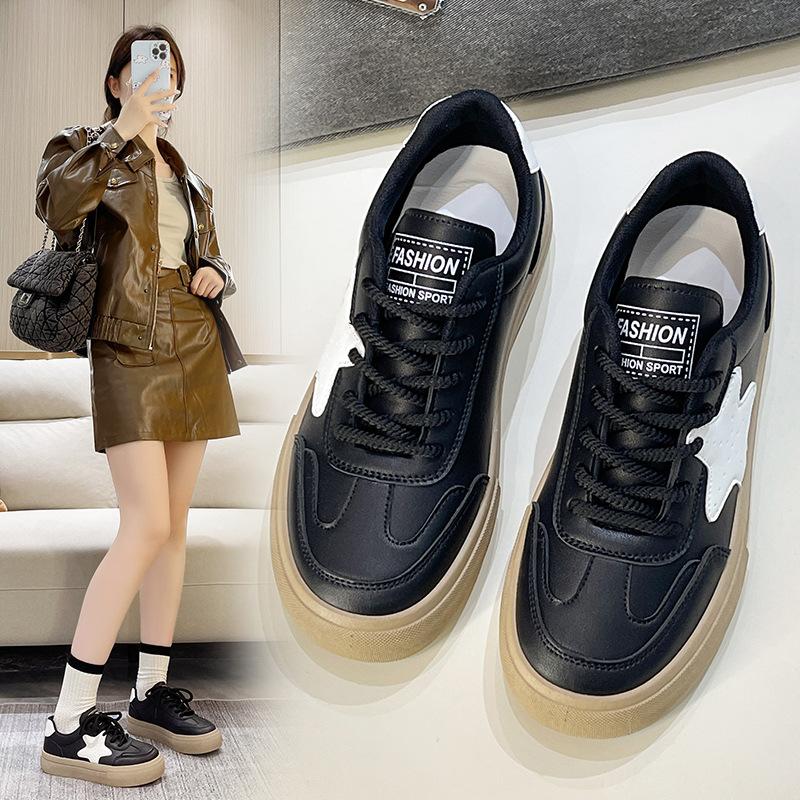 Platformové bílé boty Dámské podzimní a zimní Nové kulaté špičky Šněrovací Pohodlné Univerzální Dámské sportovní ležérní boty