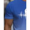 Men'S 3D Print Gradient T-Shirt - Breathable Short Sleeve Athletic Tee with Heartbeat Running, Basketball Casual Summer Wear, Sports T Shirt