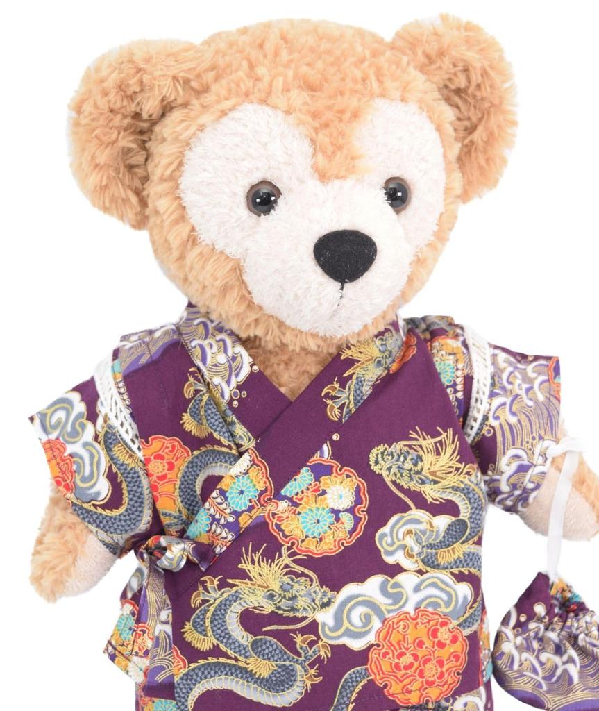Teddy Bear Online Store Alice Duffy Yukata Costume with Drawstring Bag and Sandals, Jinbei with Rising Dragon Design, Size Small (Duffy 1)