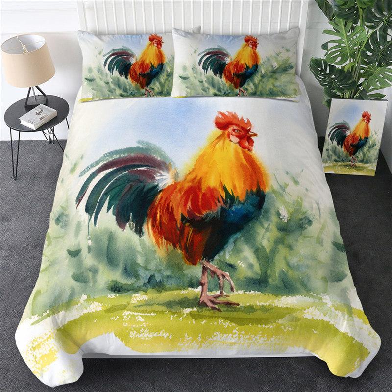 Cute Chicken Duvet Cover Farmhouse Animals Bedding Set 3D Print Comforter Cover King Full Twin For Girls Boys Teens Room Decor