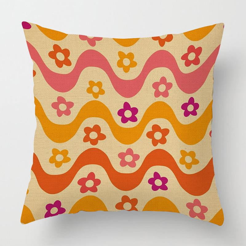 Home Decor Vibrant Retro Pattern Digital Print Pillow Covers Pattern Cushion Cover Suitable For Sofa Bedroom Car Pillow Cover