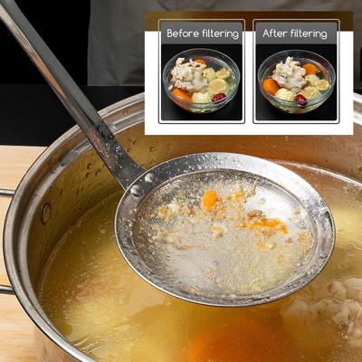 Filter Scoop Fat Skimmer Stainless Steel Fine Mesh Strainer Slotted Spoons Separator Ladle Cooking Strainer Kitchen Tool