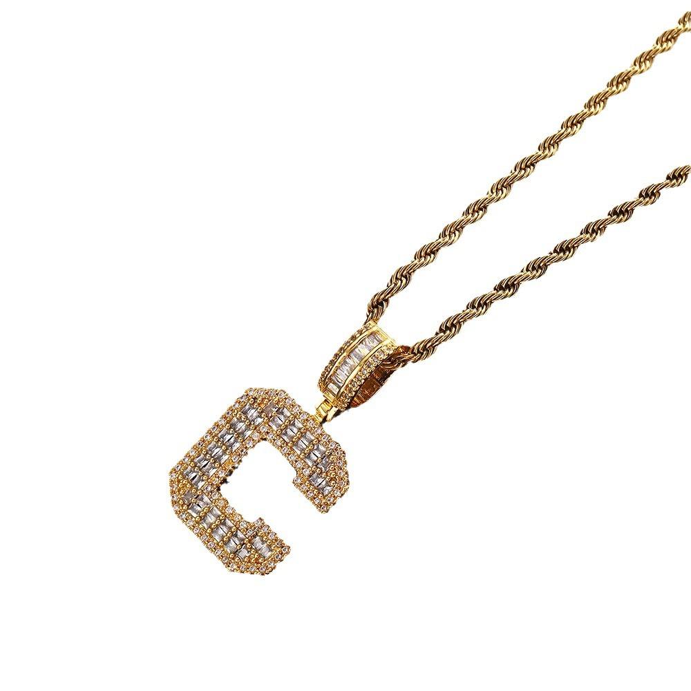 26 English Letters Pendant Necklace Copper Inlaid Zircon Versatile Jewelry Necklace