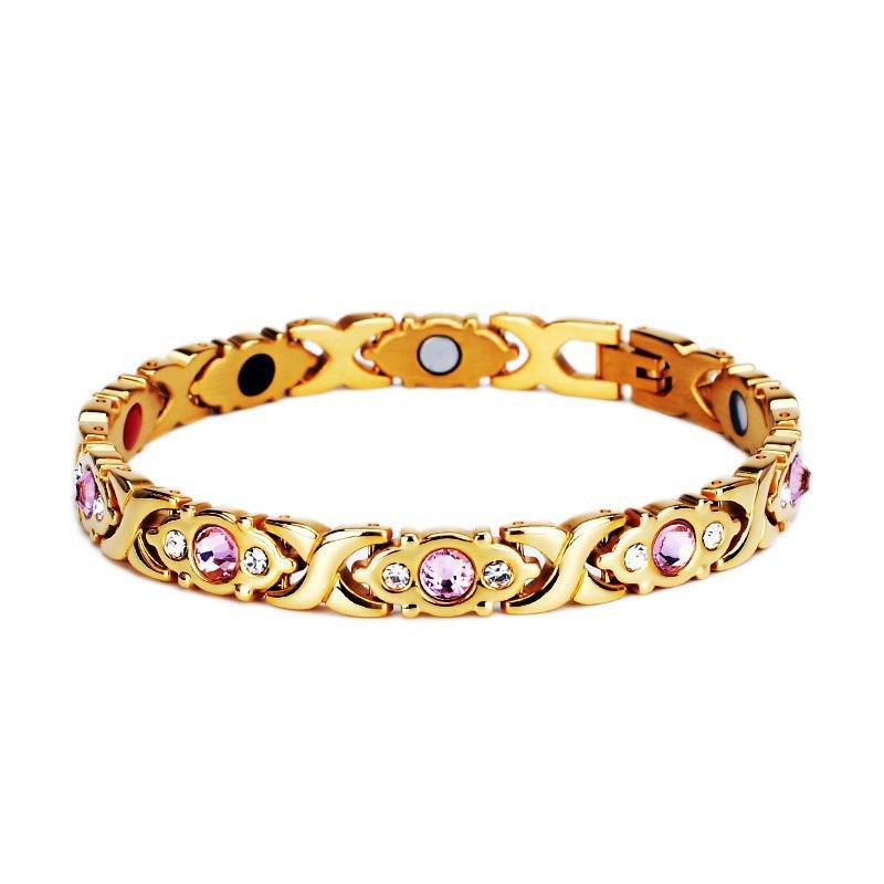 Temu Men's Detachable Magnet Alloy Bracelet for Couples - European and American Style