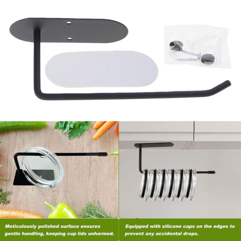 Pack of1/2 Self Adhesive Cup Lid Organizers Wall Mounted Cup Lid Storage Support Holder Rack Set for Kitchen Cabinets