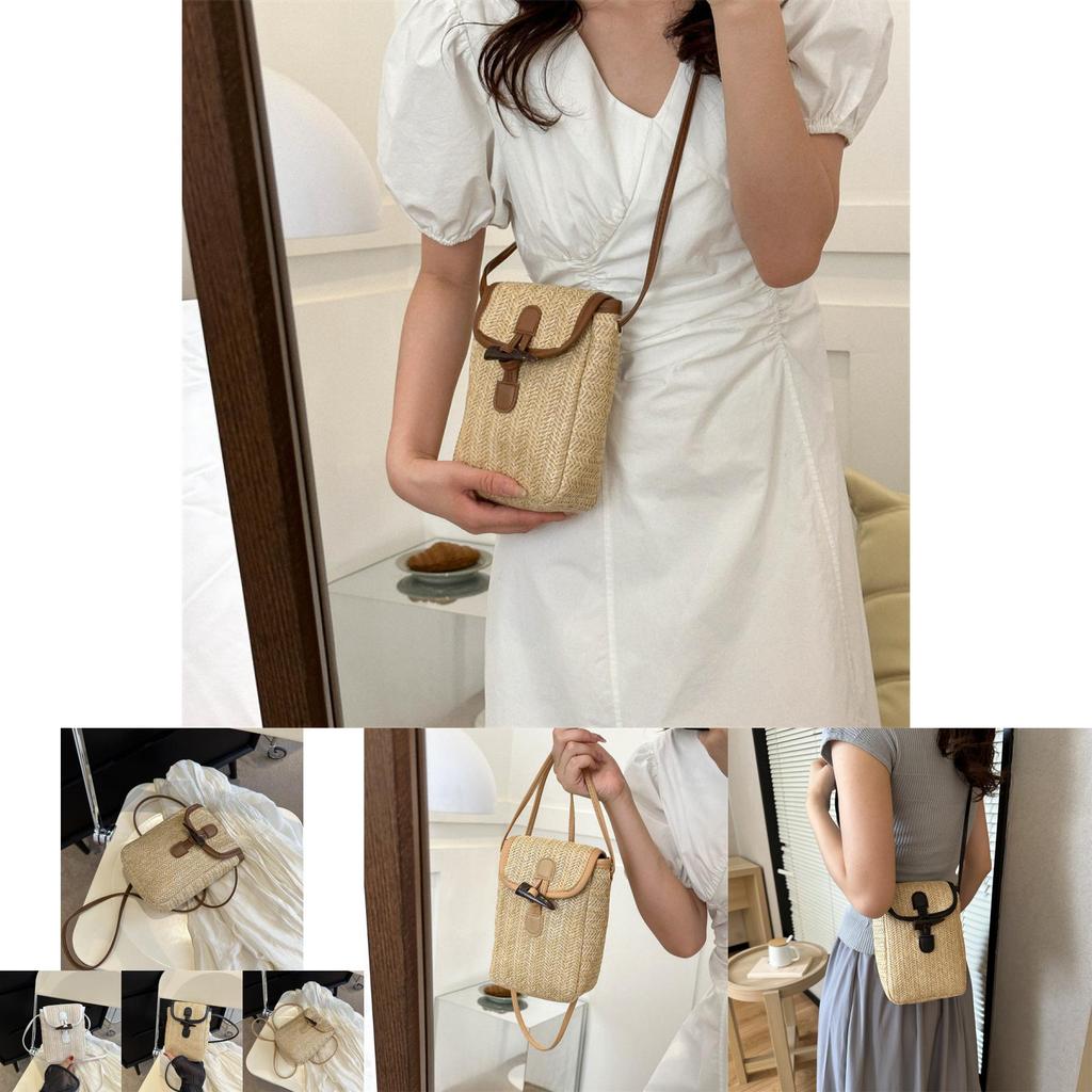 Stylish Women's Woven Crossbody Bag 2023 Trendy Mini Purse For Daily Use In White Black Khaki Brown