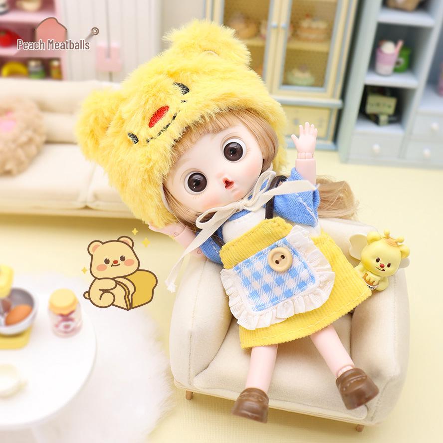 Trendy OB11 Sweetheart Bear Doll: Multi-Jointed, Poseable, and Dressable Figure