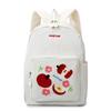 Cute Embroidered Apple Backpack for Girls Canvas Backpack Stylish School Bag with Floral Design Portable Lightweighte Backpack
