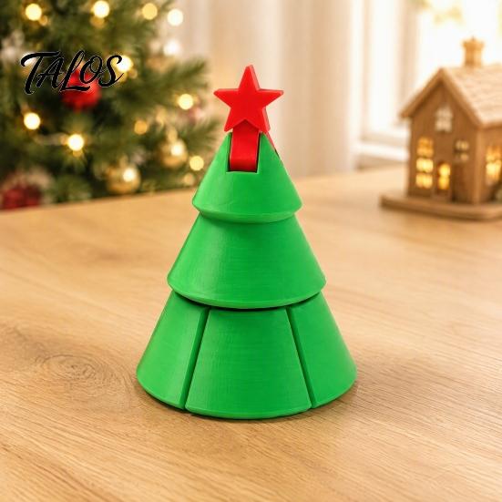 Christmas Tree Fidget Toy Toy, 3D Printed Flexible Sensory Decompression Transformation Portable Stress Toys Figurine for Desk Decor, Relief Gift Kids