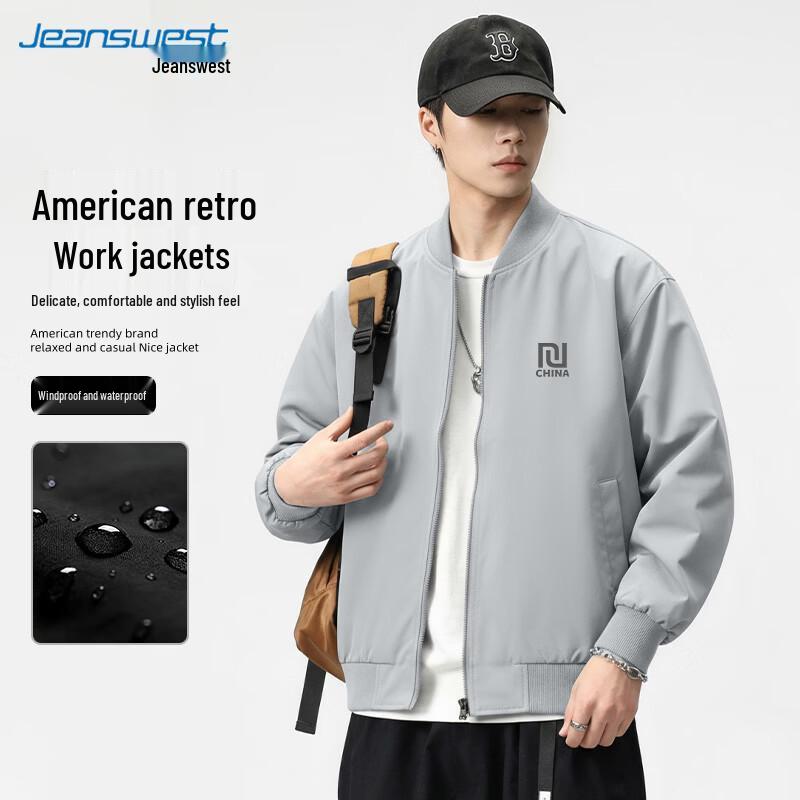 Jeanswest Unisex Loose Casual Baseball Bomber Jacket L