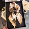 French Vintage Print Shawl Square Scarf For Women Soft Satin Wraps Neckerchief Female Hair Bands Ribbon Headband Bandana