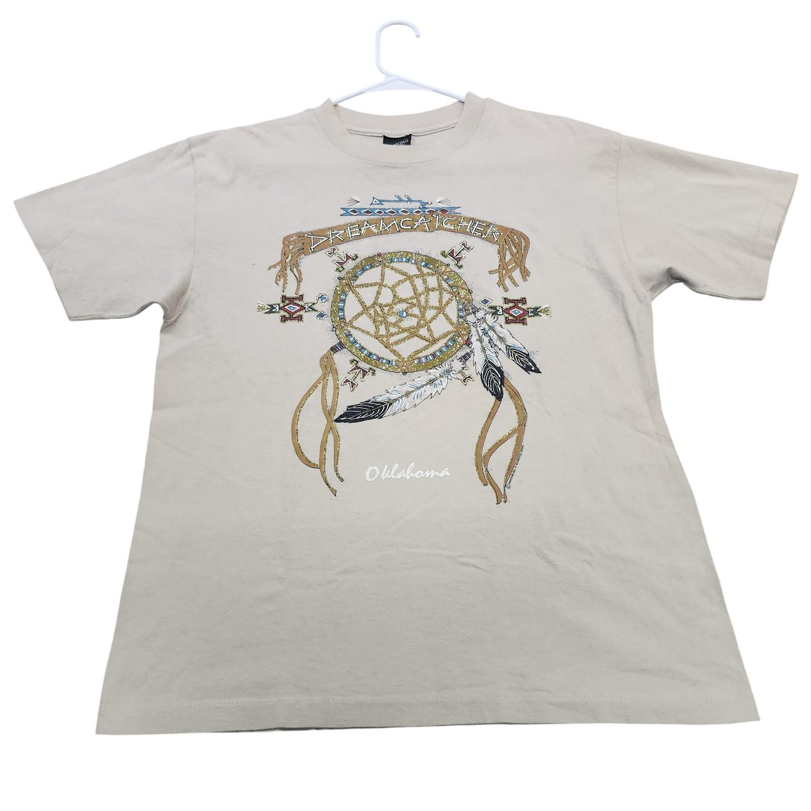 Diamond Dust Shirt Mens Large Beige Dreamcatcher Oklahoma Graphic Tee Glitter Unisex T-Shirt S