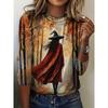 Sudadera de Halloween para Mujer Diseño Redondo Manga Larga Holgada Casual Otoño Gradiente Telaraña Divertido Estampado de Patrón Tops