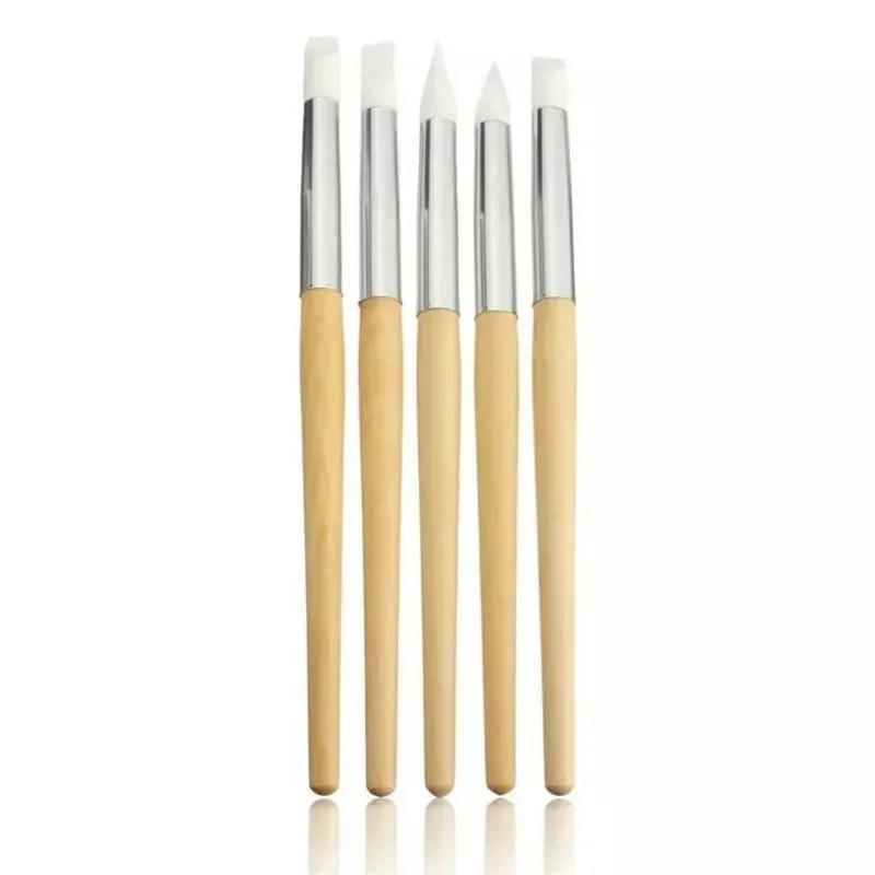 5Pcs High Quality Watch Dial Cleaning Pen Nail Art Silicone Pen Carving Emboss Manicure Brushes Dust Cleaner Repair Tools