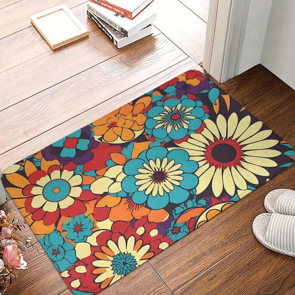 1 Stück Blumenmuster Küchenteppiche Rutschfeste Fußmatten Pop-Design Badezimmerteppich Badematte Teppich für Zuhause Spüle Wäsche Dekor
