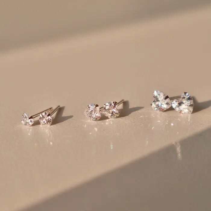 925 Silver Heart Cubic Earrings