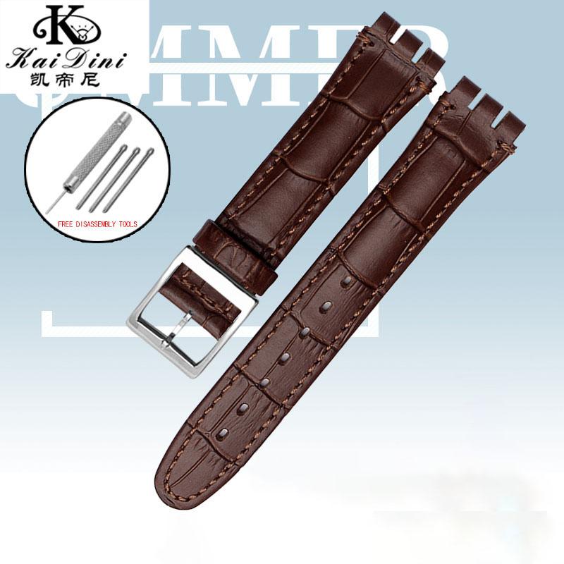 Cinturino per Orologio in Pelle di Mucca da 17 mm 19 mm per SWATCH Braccialetto Originale in Pelle di Mucca Uomo Donna Impermeabile Sportivo Cinturino di Ricambio