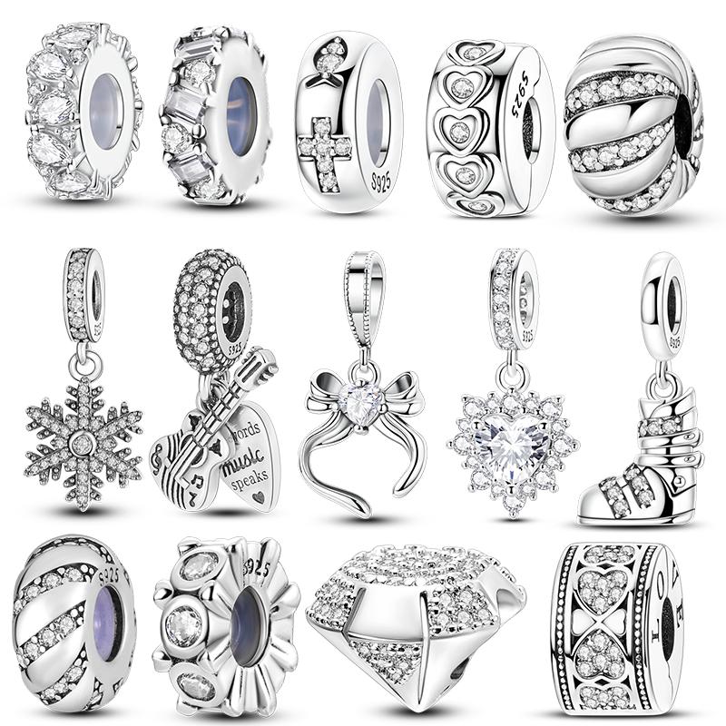 Copper Pendant Boot Bow Guitar Snowflakes Charms Beads Fit Original Bracelet Making For Woman Jewelry Diy Gift