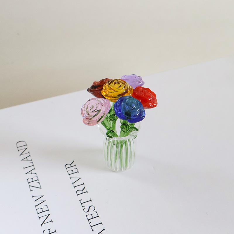Glazed Handmade Small Flower Glass Simulation Bouquet Home Decoration Ornament