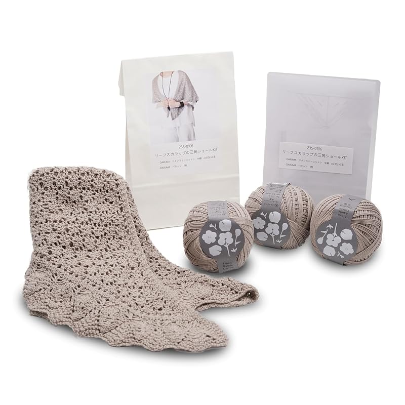 

Kotonoha Leaf scalloped triangular shawl kit With knitting diagram Dharma 23S-0106